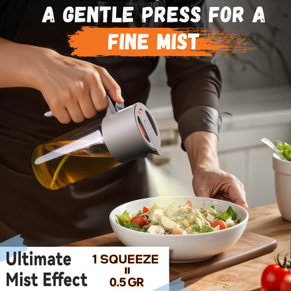 Cooking Oil Sprayer, 2025 Enhanced 500Ml/17Oz Glass Olive Oil Bottle, Dual Function Spray & Pour Design with Portion Control for Air Frying, Salads, Baking, And Barbecuing