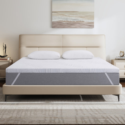 Memory Foam Mattress Topper with Cover, 7cm Thin, Comfort for Single & Small Double & Double & King Size Beds