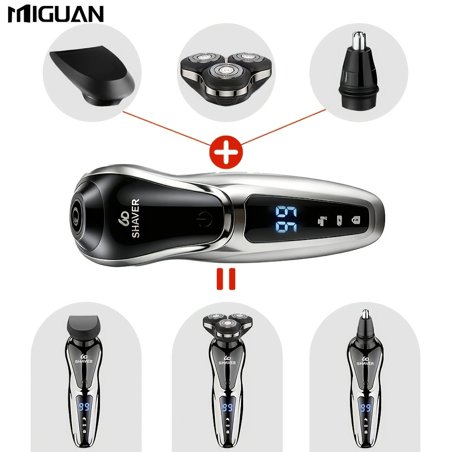 Electric Razor for Men, 3in 1 Electric Shaver Nose Hair Trimmer USBRechargeable Portable Razor 3D Floating Blade Digital Display ShavingBeard Machine