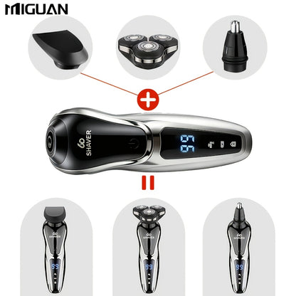Electric Razor for Men, 3in 1 Electric Shaver Nose Hair Trimmer USBRechargeable Portable Razor 3D Floating Blade Digital Display ShavingBeard Machine