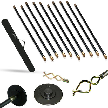 Drain Rods Set, Drainage Rods for Outside Drain Flexible, 12 Pcs / 9.2M Drain Unblocker with Heavy Duty Rubber Plunger & Double Worm Screw, Drainage Rods for Drain Cleaning with Carry Bag