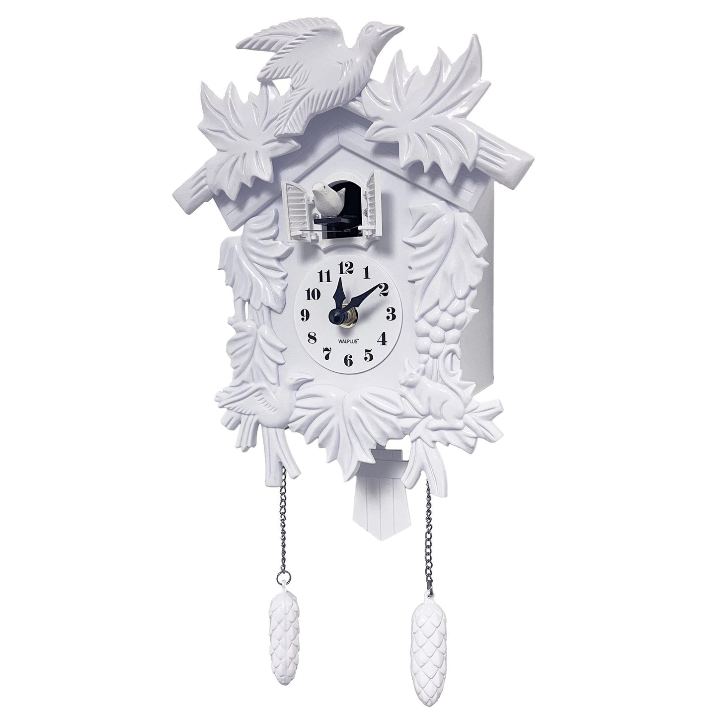 Cuckoo Clock Wall Battery Operated Pendulum – Vintage Chiming Bird Flapping Volume Adjustable – Black Forest Style Wall Clock for Living Room Office Home Décor