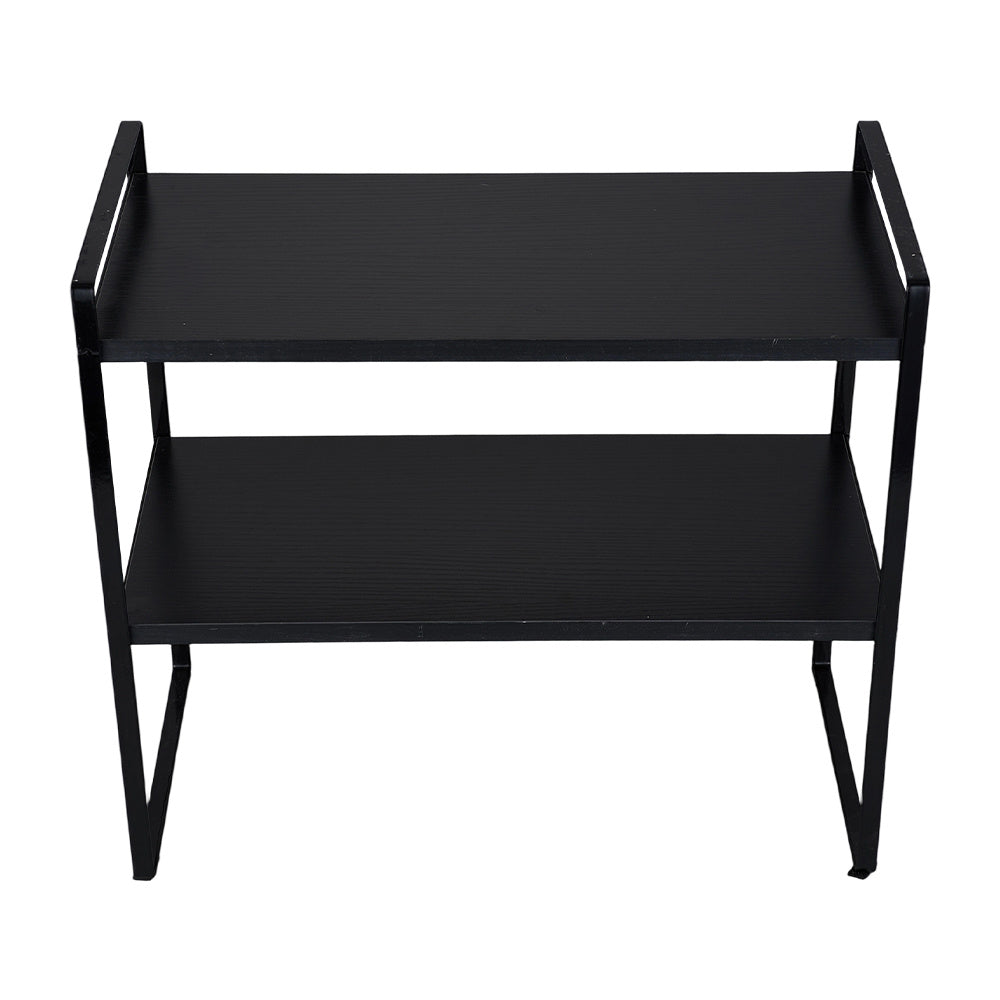 Multi-Tier Storage Rack, Mug Shelves for Desks, Black/White/Natural Wooden and Metal Countertop Organizer Shelf, Display Rack, Perfect for Dormitories Home Office Kitchen Bathroom