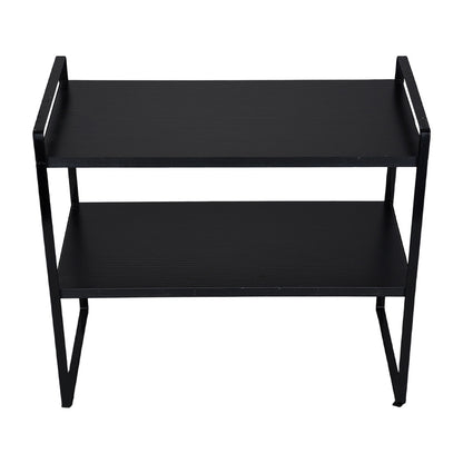 Multi-Tier Storage Rack, Mug Shelves for Desks, Black/White/Natural Wooden and Metal Countertop Organizer Shelf, Display Rack, Perfect for Dormitories Home Office Kitchen Bathroom