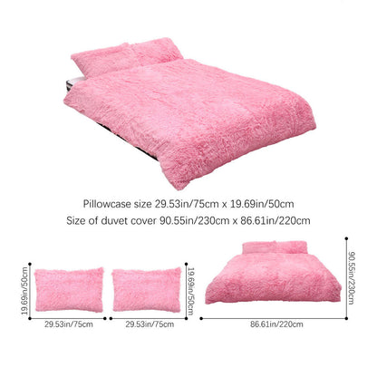 Water Mink Plush Super Soft and Thicken Autumn and Winter Bedding Set, Plush Comfortable Warm Duvet Cover Pillowcases Three-piece Set, Available in Various Colors, Down Duvet Cover, Zipper Closure Design, Single/Double/King/Super King