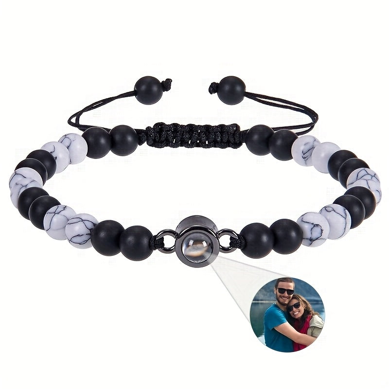 Customized Personalized Frosted Stone Photo Projection Bracelet, Customized Photo Projection Bracelet Festival Gifts