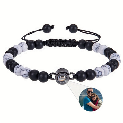 Customized Personalized Frosted Stone Photo Projection Bracelet, Customized Photo Projection Bracelet Festival Gifts
