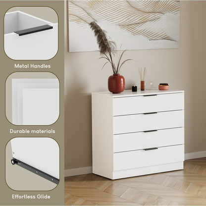 Vida Designs Trega 4 Drawer Chest of Drawers Space-Saving Storage Smooth Glide Drawers Bedroom Furniture