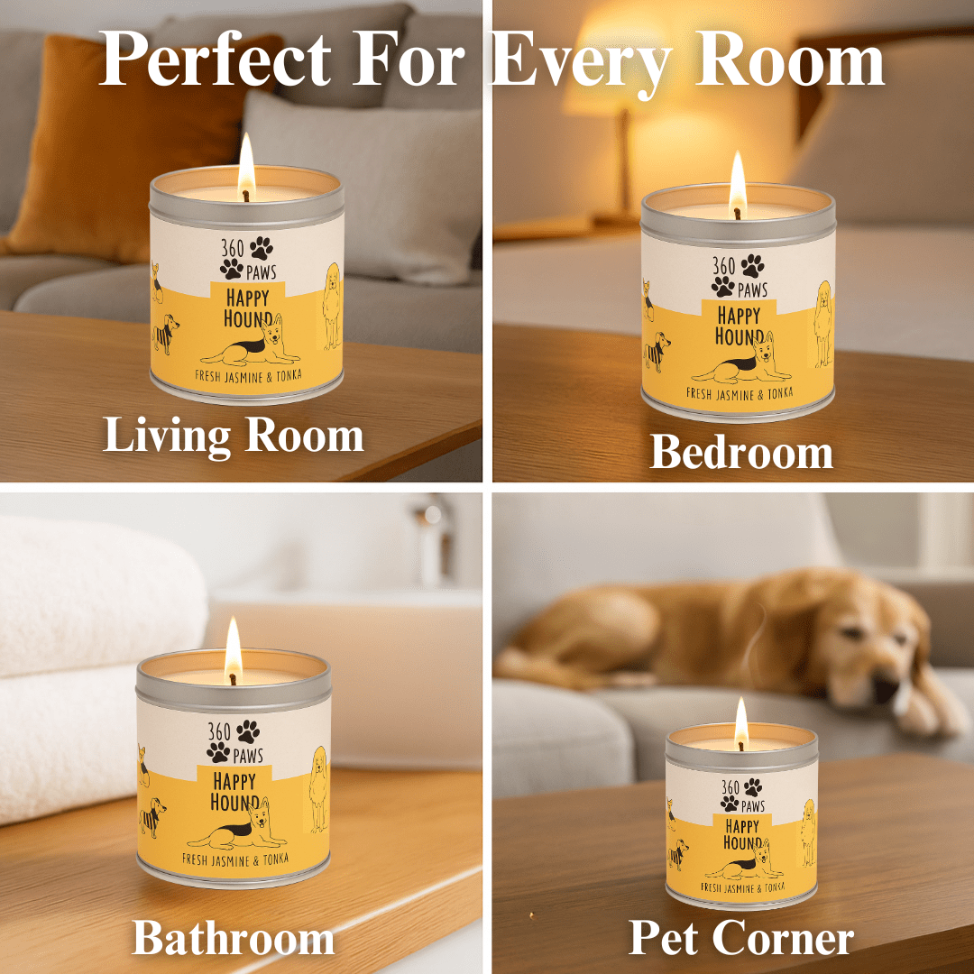 Happy Hound Candle – Fresh Jasmine & Tonka | Odor-Neutralizing Long-Lasting Pet-Friendly Candle | 50-Hour Burn Time AromaGuard Scented Candle for Home