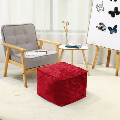 Fully Filled Velvet Bean Bag Footstool – Cube Pouffe Seat, 40×40×30cm, Soft Crush Velvet, Square Shape, Ideal as Foot Rest or Extra Seating