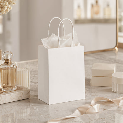 100-Pack Kraft Paper Bags with Handles – Ideal for Gift Wrapping, Parties, Holiday Celebrations & Retail Use