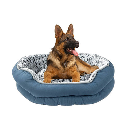 Plush Donut Dog Bed Mat Non-Slip Machine Washable – Faux Fur Self-Warming Pet Bed with Raised Edges | Small Medium Large Breeds | 3 Sizes 55x45 68x55 80x65cm | Cats & Dogs | UK