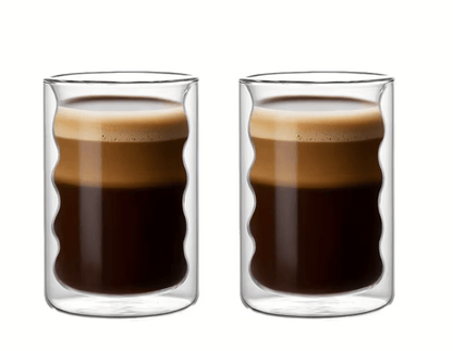6pcs - 350ml, Latte Mocha, Double-Wall Heat-Resistant Glass Cappuccino, Latte, Tea, Coffee, Milk, Juice, Beer, Dual-Layer No-Handle Glass Cup with Built-In Spiral Lid, Perfect for Hot Beverages, Beverage Glassware, Sophisticated Drinkware, Heatresistant G