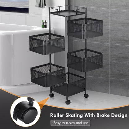 6 Tier Kitchen Rotating Storage Trolley Cart Utility Vegetable Mobile Shelf Kcsi
