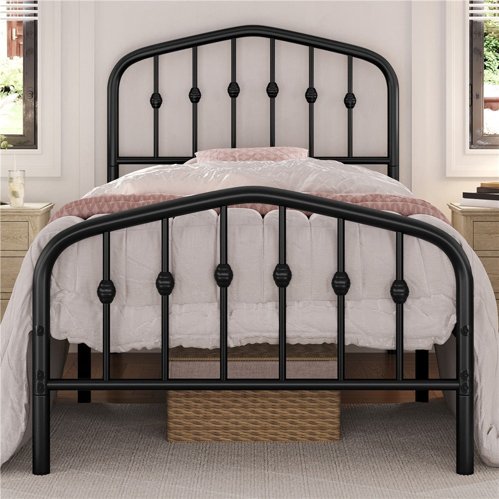 arched metal platform bed frame - feature detail 3