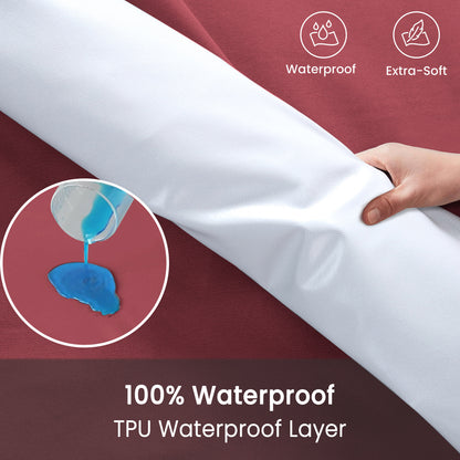 Waterproof Fitted Bed Sheet Deep Pocket Mattress Protector Cover | Soft Breathable Noiseless Fitted Sheet for Bedroom, Hotel & Home | Machine Washable Elastic Bed Cover Fits Up to 30cm Mattress