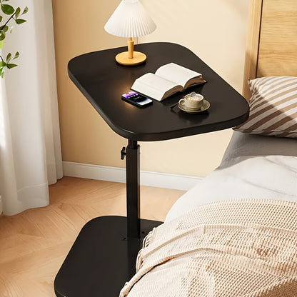Modern C-shaped Edge Table with Adjustable Height -360 ° Rotating Tabletop Bedside Table, Space Saving Laptop Desk, Stable And Durable, Metal And Hardwood Structure, Suitable for Offices And Sofas