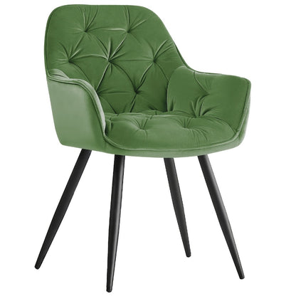Velvet Padded Dining Chair with Metal Legs & Armrest - Upholstered Tub Chair for Kitchen, Living Room, Bedroom & Office, 15 Colours, UK Stock