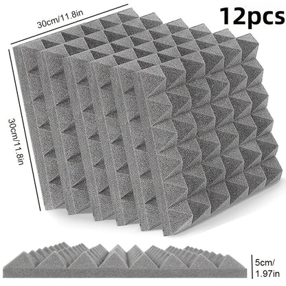 12pcs Pyramid Soundproof Black Soundproof Soundproof Foam Board Is Suitable for Meeting Rooms, Recording Studios, Dance Studios, Bedroom Walls and Ceilings, Home Theaters, Game Rooms, Etc.