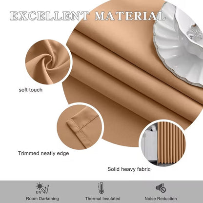 2pcs Premium Blackout Pencil Pleat Curtains – Heavy Duty Thermal Insulated Window Drapes with Matching Ties, Noise Reducing, Energy Saving & UV Blocking, Perfect for Bedroom & Living Room