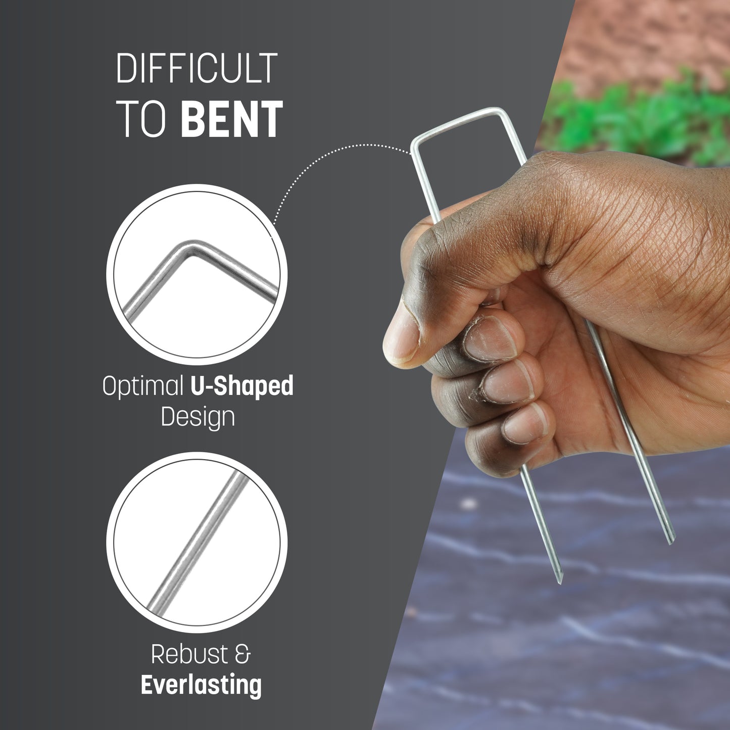 Keplin - 50/100/101 U-Shaped Metal Garden Pegs - 15cm Heavy-Duty Stakes - Designed for Reuse - Corrosion-Resistant Pins - Sharp Bevelled Ends Ideal for Setting up Camping Tents, Enhancing Lawn Landscaping, and Meeting Various Site Needs