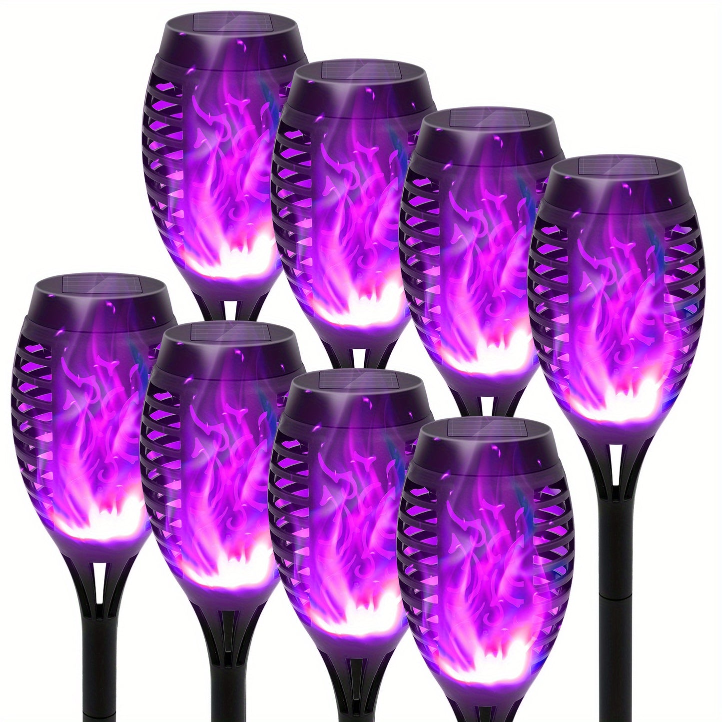 4/6/8/12pcs Solar Flame Lights, Solar Torch Lights, Solar Garden Lights, IP65 12LED with Flickering Flame for Garden Decor, Polycrystalline Silicon Solar Panels, Mini Landscape Flame Lights - Auto On/Off