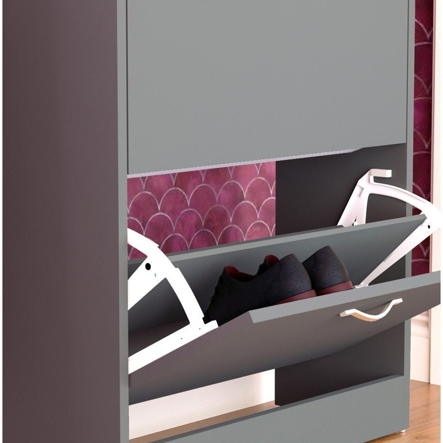 Shoe Cabinet with 2-Drawers, Shoe Cabinet with 2 Spacious Drawers Storage Shoe Rack Organizer Stainless Steel Handles, Entryway Hallway Furniture