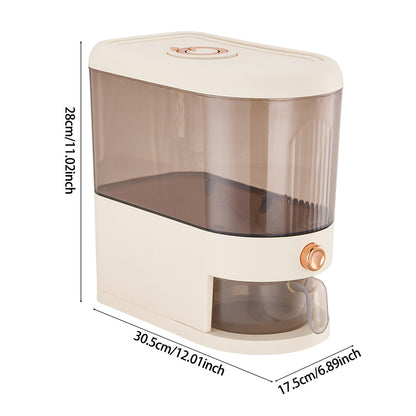 5/ 10KG Rice Dispenser, Rice Containers Storage with Measuring Cup Household Cereal Dispenser Bucket for Rice, Flour, Salt, Oat, Cereals, Cream White