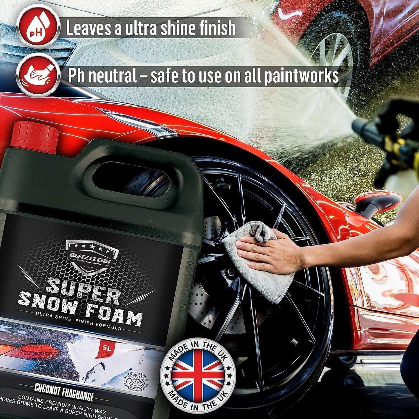 Snow Foam Plus Rechargeable Automatic Snow Cannon Sprayer Gun For Car Van Caravan 5L Super Thick Pre Wash Pressurised Snow Cannon Lance Kit No Jet/Pressure Washer Needed