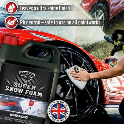 Snow Foam Plus Rechargeable Automatic Snow Cannon Sprayer Gun For Car Van Caravan 5L Super Thick Pre Wash Pressurised Snow Cannon Lance Kit No Jet/Pressure Washer Needed
