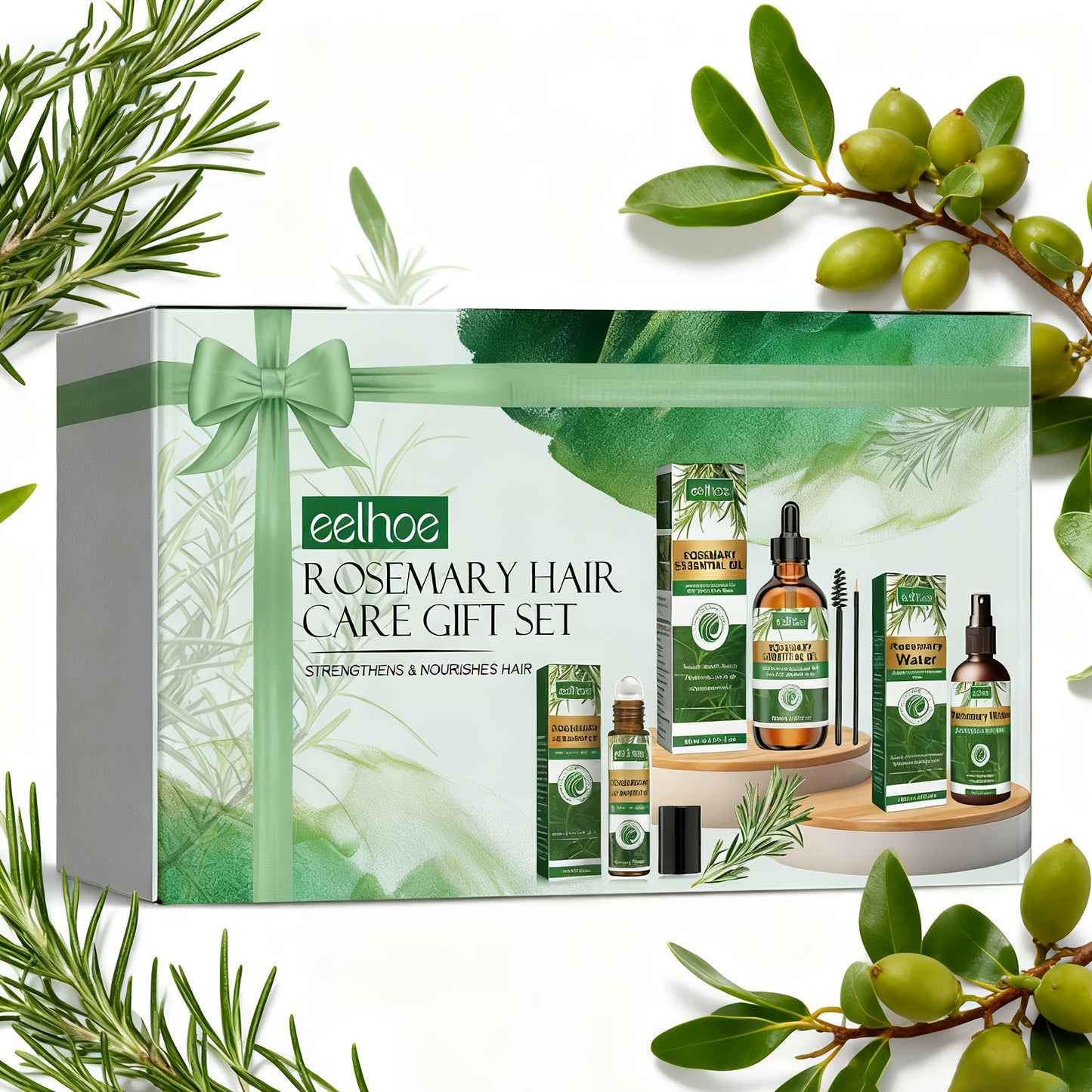 Rosemary Hair Care Gift Set, Moisturizes Hair, Leaving It Soft, Fluffy, Strong, And Nourishing Hair Roots. Can Be Used on The Scalp, Hair, And Eyelashes. Multi-Purpose Gentle Hair Care, Essential for Valentine'S Day, Carnival, And Birthday Gifts