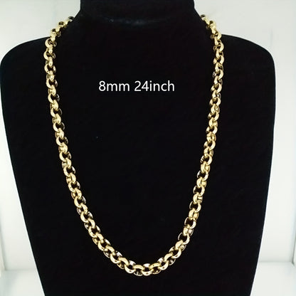 8MM Hot Selling 316L 316L 316L Stainless Steel Silvery Grey/Golden Handmade Hollow Round Chain Men'S And Women'S Necklace