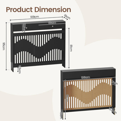 Modern White MDF Wood Radiator Cover with Drawers - Contemporary Style, Great Choice for Living Room, Bedroom, Hallway, Suitable for Placing Decorative Items and Storing Small Objects.