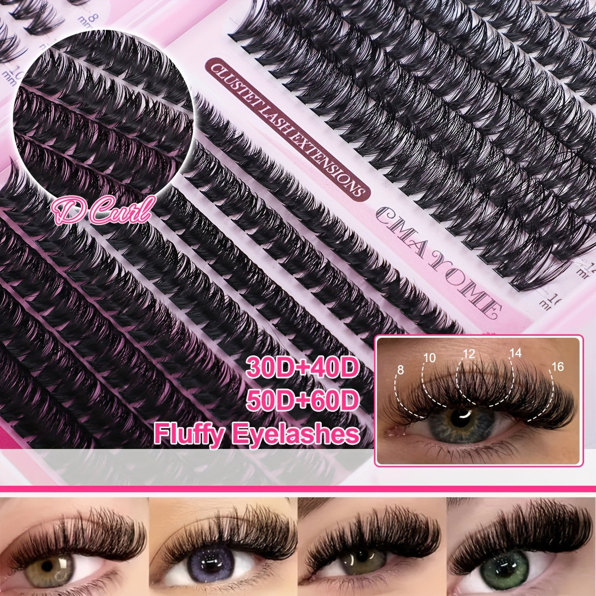 640pcs Lash Clusters - Thick Volume Lash Extension Kit - High-Capacity DIY Individual Lashes with Wispy Lash Bond, Glue Tweezer, and Brush for At-Home Eyelash Extensions