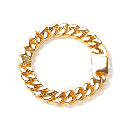 304L 304L Stainless Steel Men'S Bracelet Hip Hop 8.10.12Mm Glossy Spring Buckle Cuban Chain Plated 18K Gold Plated Real Golden Easy All-Matching Bracelet Hip Hop Jewelry