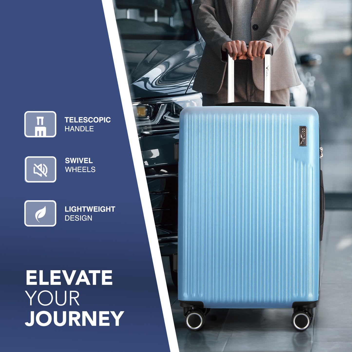 LUGG 76.5 x 50.5 x 30cm Vacay Suitcase ABS Luggage with TSA Indent Lock, Aluminium Trolley Handle, 360° Spinner Wheels, Water-Resistant & Durable Material - Airline Compatible (28inch)