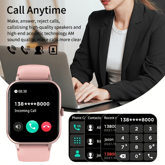 Smartwatch for Men And Women Gift, 4.65 cm Full Touch Screen Smartwatch with Text And Call Capabilities, Android Iphone, Fitness Tracking Watch, Exercise Mode, Pedometer, Distance, Calories, 100+ Exercise Mode
