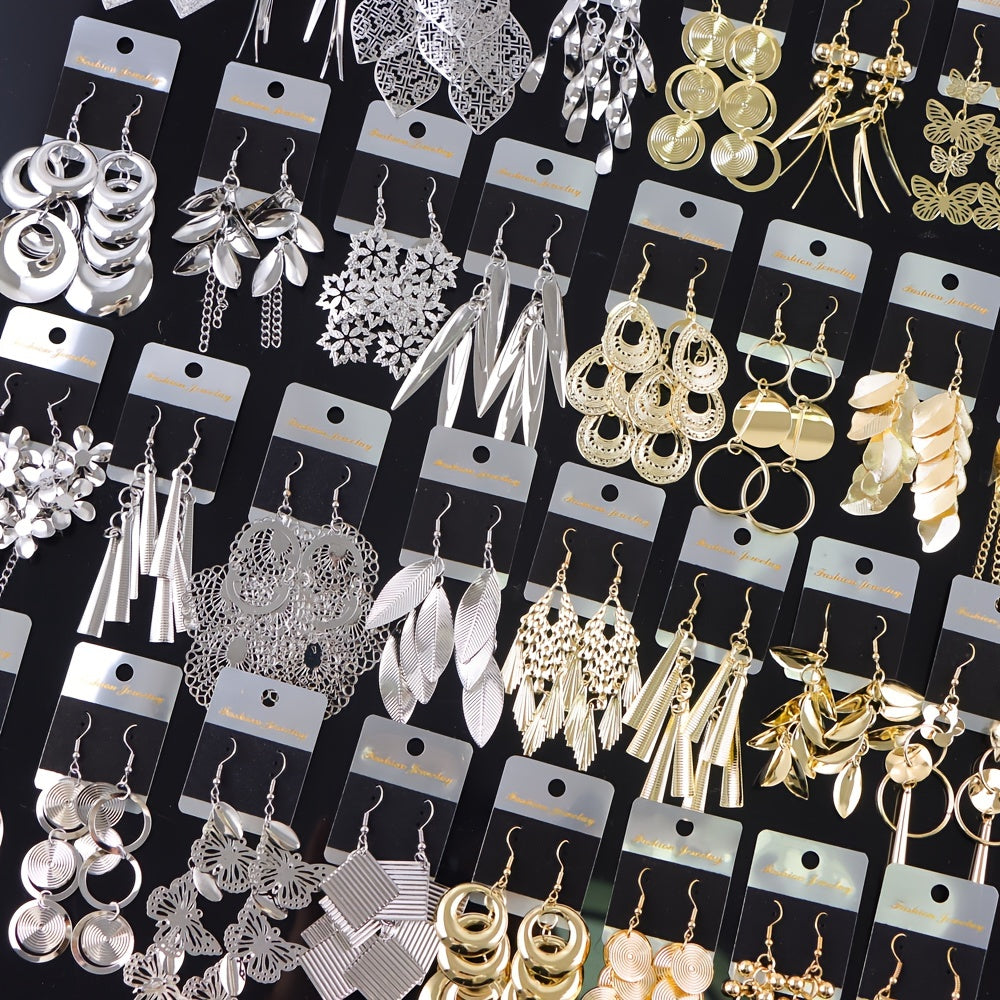 10Pairs/Lot Fashion Korean Lady Long Tassel Hook Earrings, European American Style Earrings Hollow Butterfly Leaf Earrings, Versatile Daily Party Gifts Random Style, Without Box