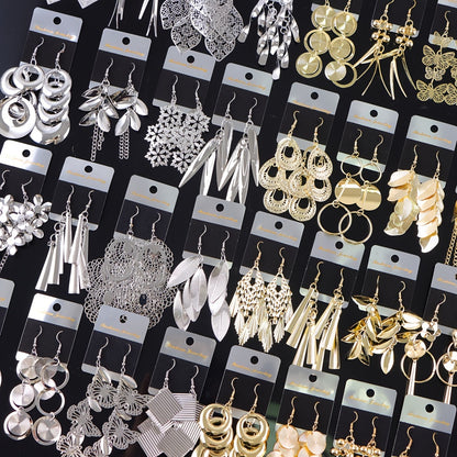 10Pairs/Lot Fashion Korean Lady Long Tassel Hook Earrings, European American Style Earrings Hollow Butterfly Leaf Earrings, Versatile Daily Party Gifts Random Style, Without Box
