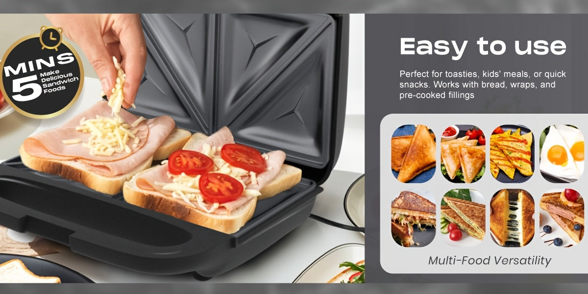 SUPERLEX Sandwich Maker 750W 4 Slice Toastie Toaster with Cool Touch Handle And Non-Stick Plates with Automatic Temperature Control for Perfect Panini Press And Grilled Cheese