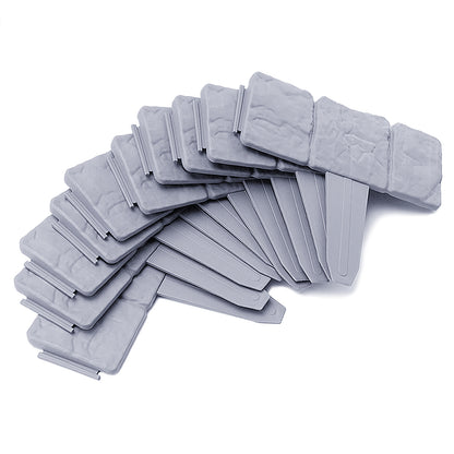 Lawn Edging Plastic Flower Bed Edging T-Shape Flower Bed Border Garden Palisade Garden Fencing with Pointed & Buckle, Flexible Extendable Easy to Install, for Garden Path Flower Bed Pavement Farm, Light Grey/ Anthracite(10pcs/20pcs, 2. 5m/ 5m)