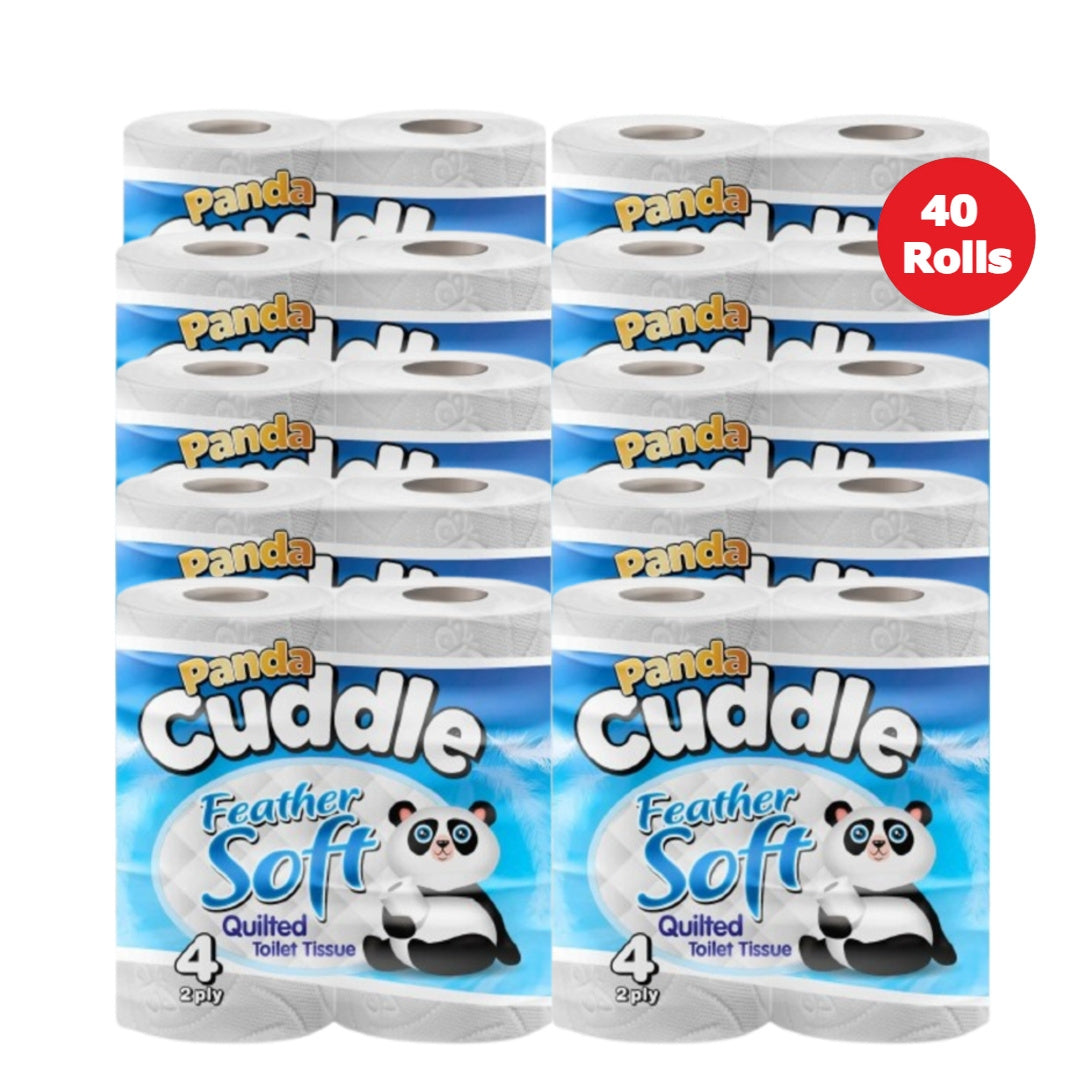 40 Soft Luxury Toilet Rolls Bulk Buy – Quilted White 2 Ply Toilet Paper - Pack of 40 Toilet Tissue (4 x 10 Pack) Disposable Wipes