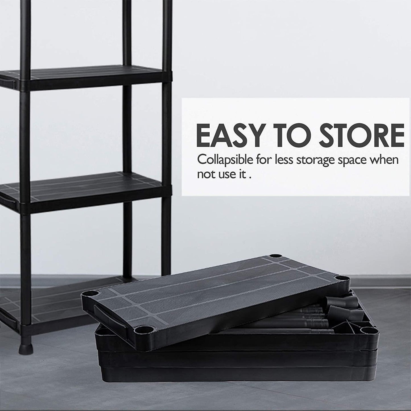 5 Tier Black Plastic Storage Organiser Shelving Unit Garage Home Pantry Tools Paint Stationary Parts Racking Shelf Shelves