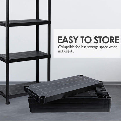 5 Tier Black Plastic Storage Organiser Shelving Unit Garage Home Pantry Tools Paint Stationary Parts Racking Shelf Shelves