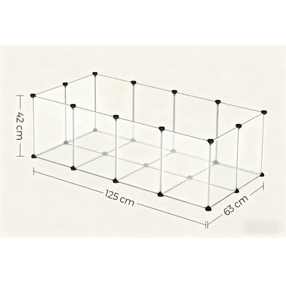Modular Pet Playpen with Floor Indoor Small Animal Enclosure Expandable 2-Storey Pen for Hamsters Rabbits Guinea Pigs Hedgehogs Ferrets Semi-Transparent Easy Clean