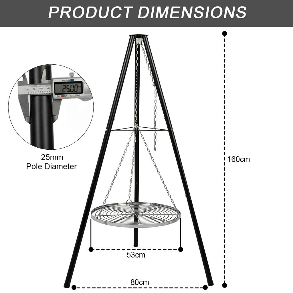 Tripod Outdoor Fire Pit BBQ Round Garden Patio Extra Large Barbecue Grill