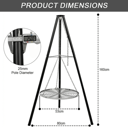 Tripod Outdoor Fire Pit BBQ Round Garden Patio Extra Large Barbecue Grill