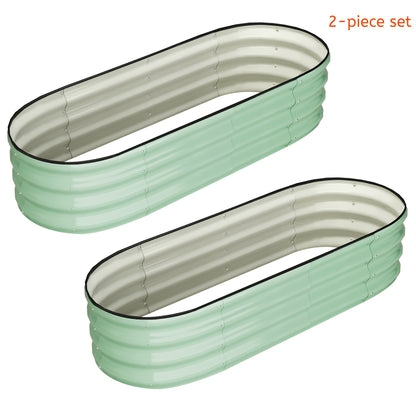 2pcs Set Galvanized Raised Garden Beds for Vegetables And Flowers - 137.16x60.96x30.48cm Oval Metal Planter Boxes, Tool-Free Assembly, Open-Bottom Design, Outdoor & Backyard Gardening