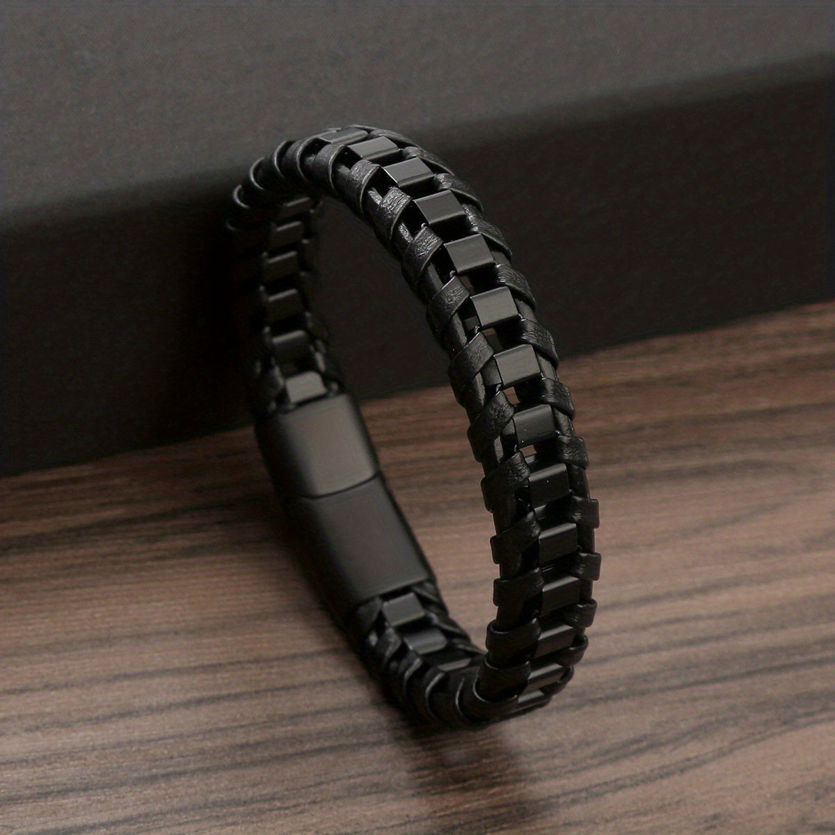 A Leather Braided Bracelet for Men, a Street Motorcycle Fashion Wristband Hand Strap