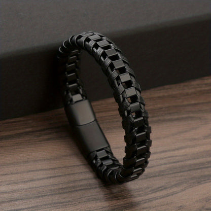 A Leather Braided Bracelet for Men, a Street Motorcycle Fashion Wristband Hand Strap